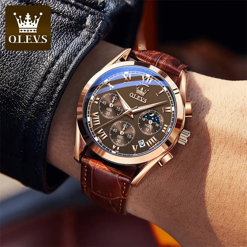 Relógio Masculino Olevs Moon Phase Horizon - Horizon