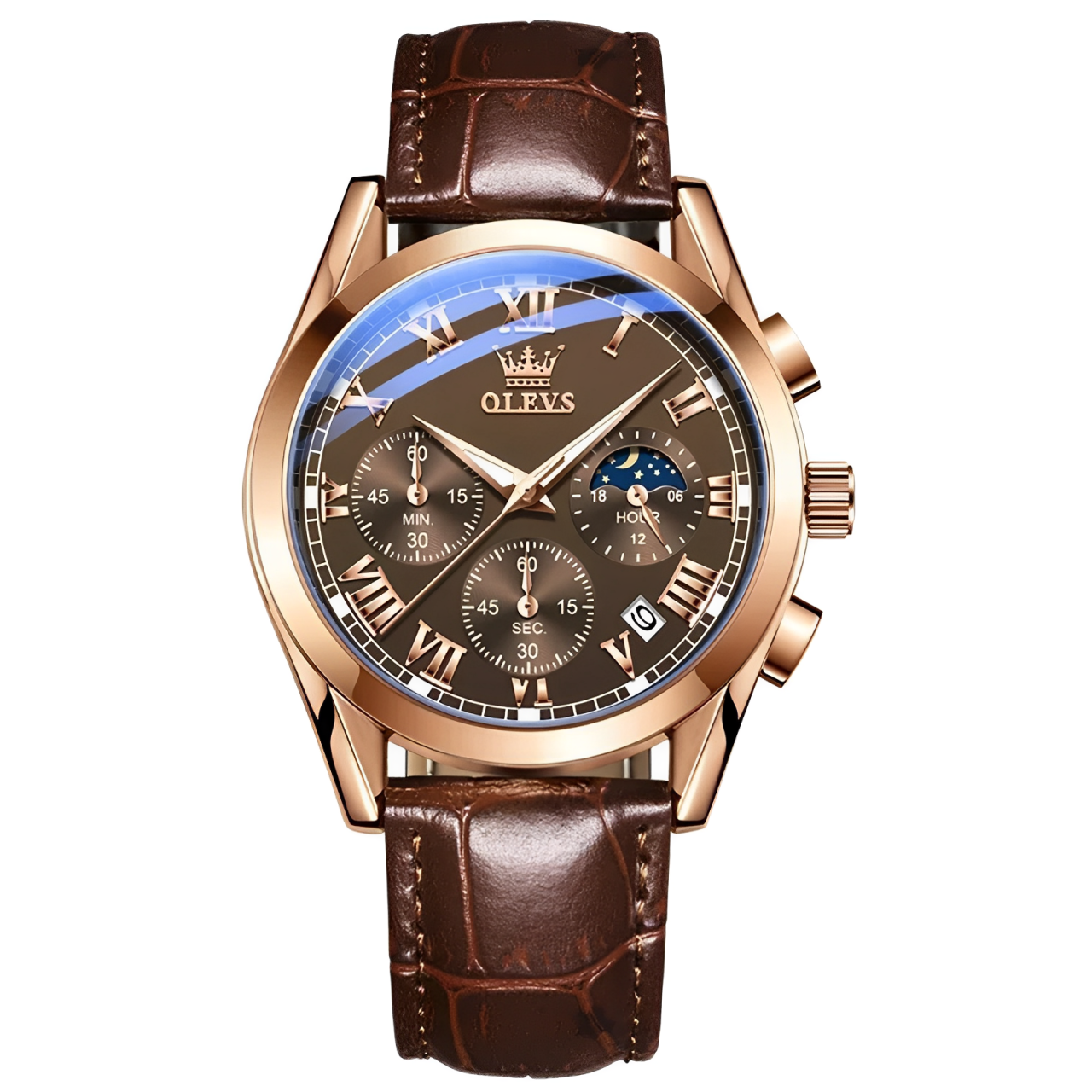 Relógio Masculino Olevs Moon Phase Horizon